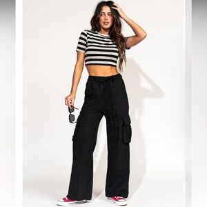 Dressed in LALA So Good Cargo Pants in Black